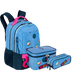 Kit  Mochila 2 Compartimentos mais Lancheira Grande e Estojo 2 Compartimentos Paul Frank Casual - Azul
