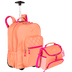 Kit  Mochila Carrinho 2 Compartimentos e Lancheira com Bolso Frontal Sestini Lover - Coral