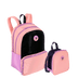Kit  Mochila 2 Compartimentos e Lancheira Grande Capricho Block - Coral