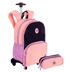 Kit  Mochila Carrinho e Estojo 2 Compartimentos Capricho Block - Coral