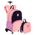 Kit  Mochila Carrinho e Lancheira Grande Capricho Block - Coral