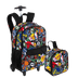 Kit  Mochila Carrinho e Lancheira Grande Nba Begins - Preto