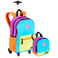 Kit  Mochila Carrinho Externo e Lancheira Pequena Paul Frank Authentic - Laranja
