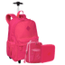 Kit Mochila Carrinho Externo mais Lancheira Pocket e Estojo Artístico Sestini Crinkle Rosa - Pink