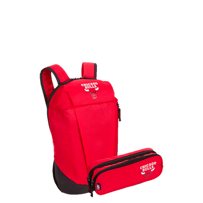 Kit Mochila Compacta e Estojo 2 Compartimentos Chicago Bulls - Vermelho