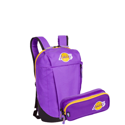 Kit Mochila Compacta e Estojo 2 Compartimentos Lakers - Roxo