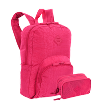Kit Mochila e Estojo Box Especial 3 Compartimentos Sestini Crinkle Rosa - Pink