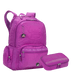 Kit Mochila Grande 2 Compartimentos e Estojo Box Especial Paul Frank Classics -Orquídea
