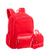 Kit  Mochila Grande 2 Compartimentos e Lancheira 2 Compartimentos Paul Frank T03 - Cereja