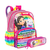 Kit Mochila Grande e Estojo 2 Compartimentos Gabby Y - Colorido