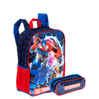 Kit  Mochila Grande e Estojo 2 Compartimentos Transformers M Optimus - Colorido