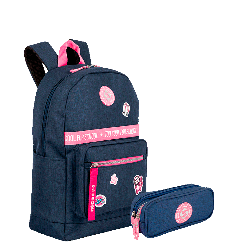 Kit  Mochila Grande e Estojo 2 Compartimentos Sestini Trend - Jeans