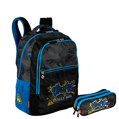 Kit  Mochila Grande e Estojo 2 Compartimentos Sestini X Grafitti - Colorido