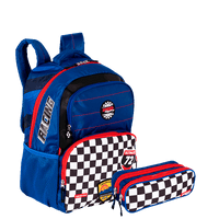 Kit  Mochila Grande e Estojo 2 Compartimentos Sestini Y Racing - Colorido