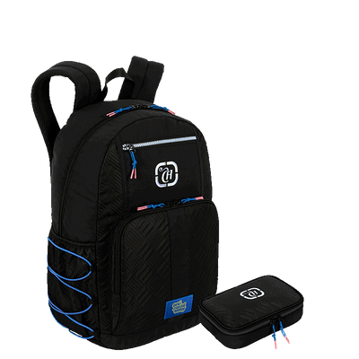 Kit  Mochila Grande e Estojo Box Especial Capricho Vibes - Preto