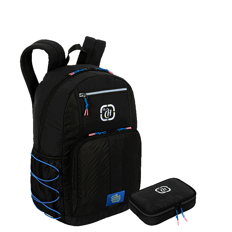 Kit  Mochila Grande e Estojo Box Especial Capricho Vibes - Preto