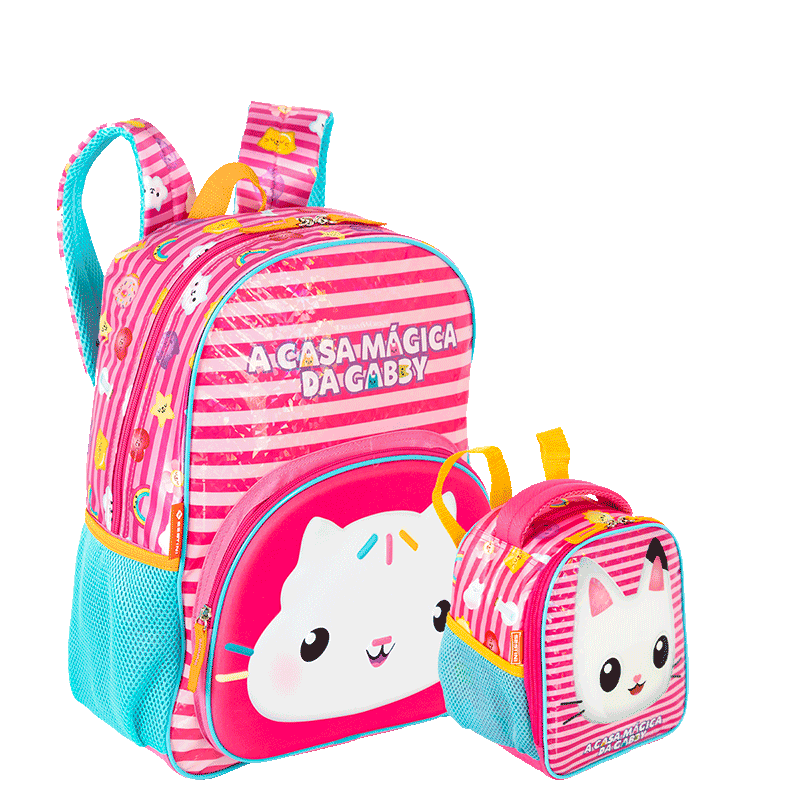 Kit  Mochila Grande e Lancheira Grande Gabby X Friendship - Colorido