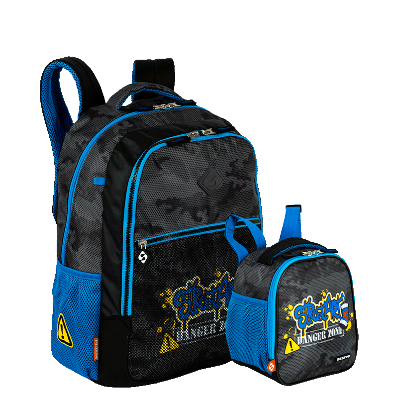 Kit  Mochila Grande e Lancheira Grande Sestini X Grafitti - Colorido