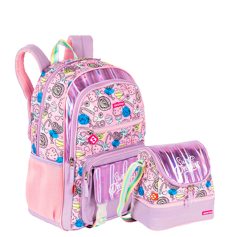 Kit  Mochila Grande e Lancheira Grande Sestini Y Dreams - Colorido