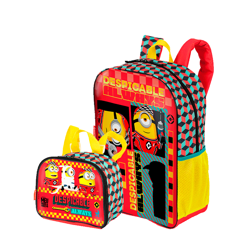 Kit  Mochila Grande e Lancheira Pequena Meu Malvado Favorito 4 M - Colorido