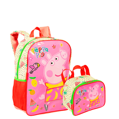 Kit  Mochila Grande e Lancheira Pequena Peppa M Fruits - Colorido