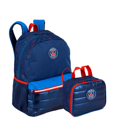 Kit  Mochila Grande e Lancheira Pequena PSG M Plus Stripes - Colorido
