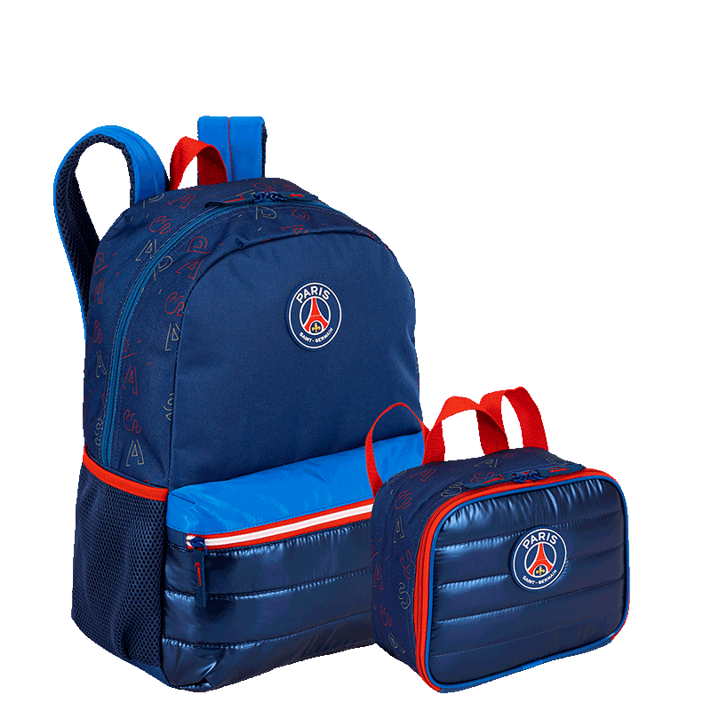 Kit  Mochila Grande e Lancheira Pequena PSG M Plus Stripes - Colorido