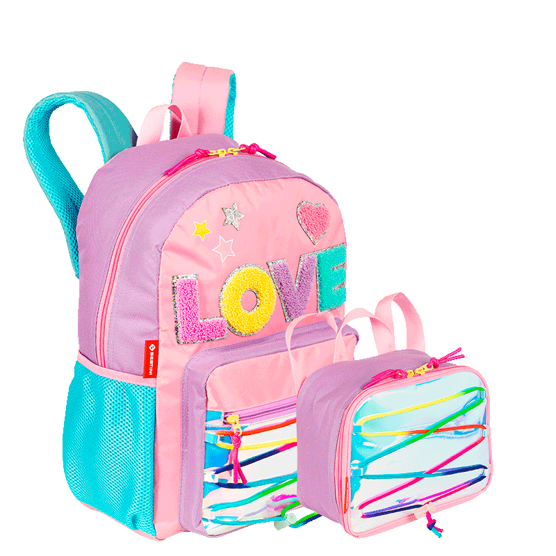 Kit  Mochila Grande e Lancheira Pequena X Colors Girls - Colorido