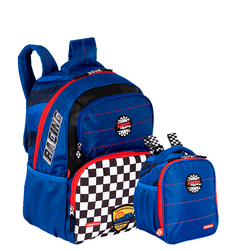 Kit  Mochila Grande e Lancheira Sestini Y Racing - Colorido