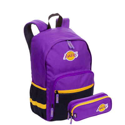 Kit Mochila Grande e Estojo 2 Compartimentos Colorido - Lakers