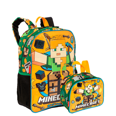 Kit Mochila Grande e Lancheira Pequena Minecraft Funtage - Colorido