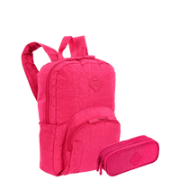 Kit  Mochila Grande Sestini Happy Crinkle e Estojo 2 Compartimentos - Rosa