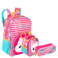 Kit  Mochila Grande mais Lancheira Grande e Estojo 2 Compartimentos Gabby X Friendship - Colorido
