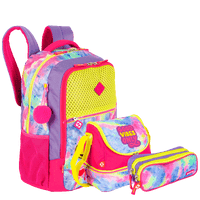 Kit  Mochila Grande mais Lancheira Grande e Estojo 2 Compartimentos Sestini X Good Vibes - Colorido
