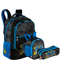 Kit  Mochila Grande mais Lancheira Grande e Estojo 2 Compartimentos Sestini X Grafitti - Colorido
