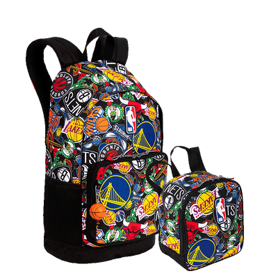 Kit  Mochila Grande e Lancheira Grande Nba Begins - Preto