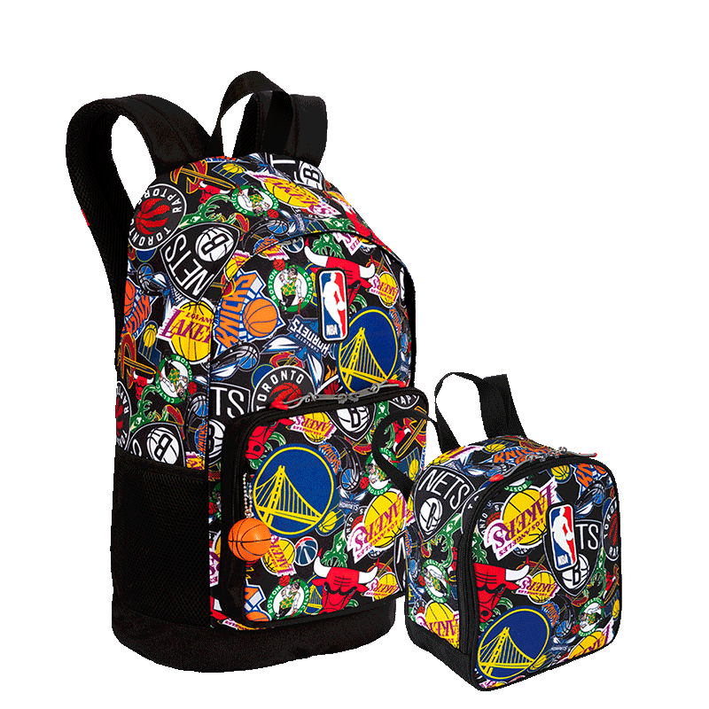 Kit  Mochila Grande e Lancheira Grande Nba Begins - Preto