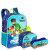 Kit  Mochila Grande mais Lancheira Pequena e Estojo 2 Compartimentos Pj Masks M Power Heroes - Colorido