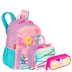 Kit  Mochila Grande mais Lancheira Pequena e Estojo 2 Compartimentos Sestini X Colors Girls - Colorido