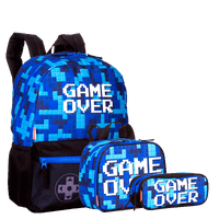 Kit Mochila Grande mais Lancheira Pequena e Estojo 2 Compartimentos Sestini Plus Colorido - Game 2