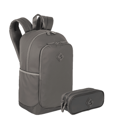 Kit  Mochila Grande Sestini Magic e Estojo 2 Compartimentos Sestini Hydroblock - Cinza