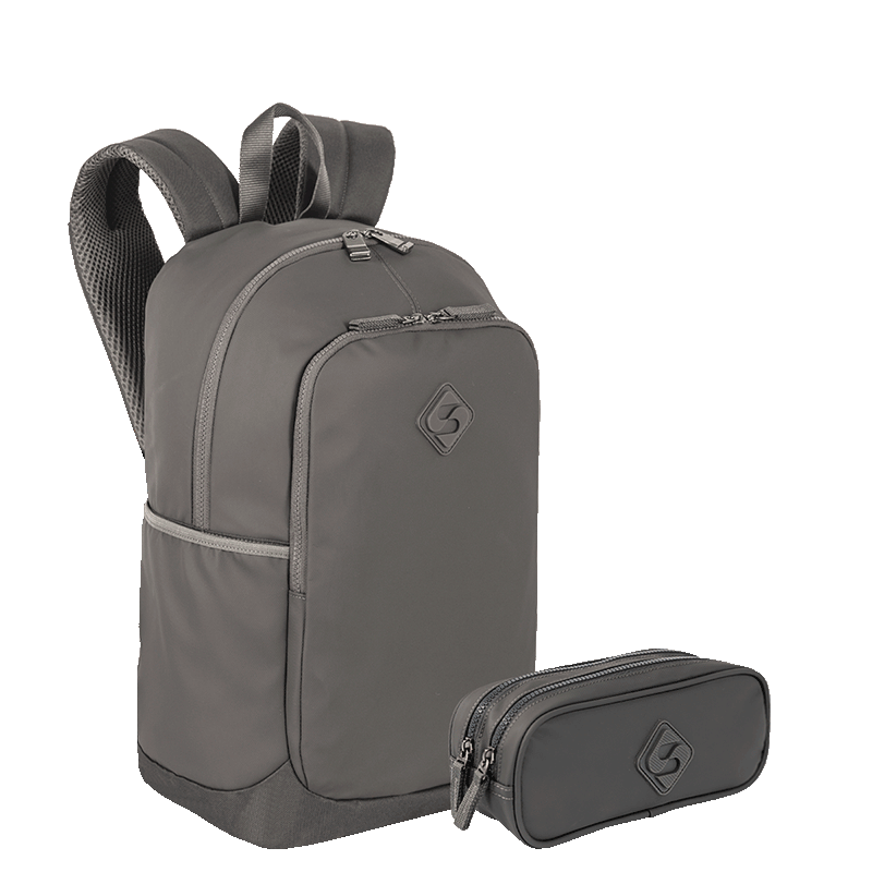 Kit  Mochila Grande Sestini Magic e Estojo 2 Compartimentos Sestini Hydroblock - Cinza