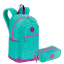 Kit  Mochila Grande Sestini Magic e Estojo 3 Compartimentos Sestini Crinkle Azul - Turquesa