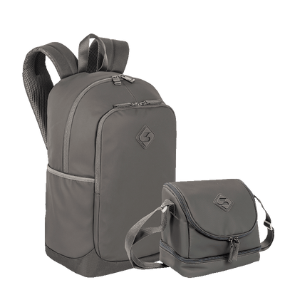 Kit  Mochila Grande Sestini Magic e Lancheira 2 Compartimentos Sestini Hydroblock - Cinza