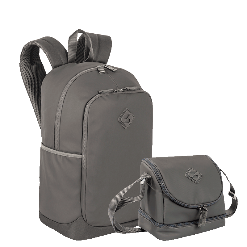 Kit  Mochila Grande Sestini Magic e Lancheira 2 Compartimentos Sestini Hydroblock - Cinza