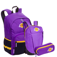 Kit Mochila Grande mais Mochila Compacta e Estojo 2 Compartimentos Colorido - Lakers