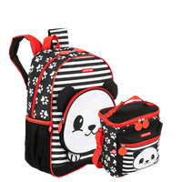 Kit  Mochila Média e Lancheira Especial Sestini Kids X Panda 4 - Colorido