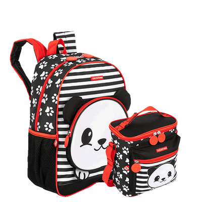 Kit  Mochila Média e Lancheira Especial Sestini Kids X Panda 4 - Colorido