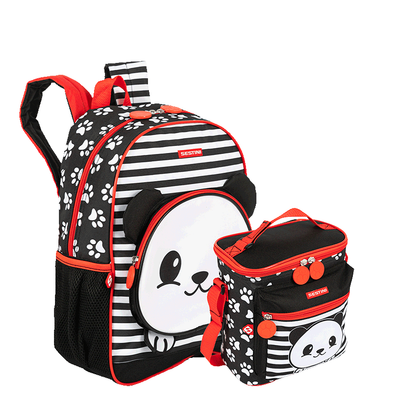 Kit  Mochila Média e Lancheira Especial Sestini Kids X Panda 4 - Colorido