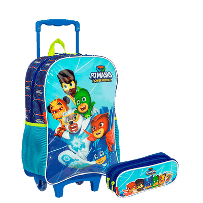 Kit  Mochilete e Estojo 2 Compartimentos Pj Masks M Power Heroes - Colorido